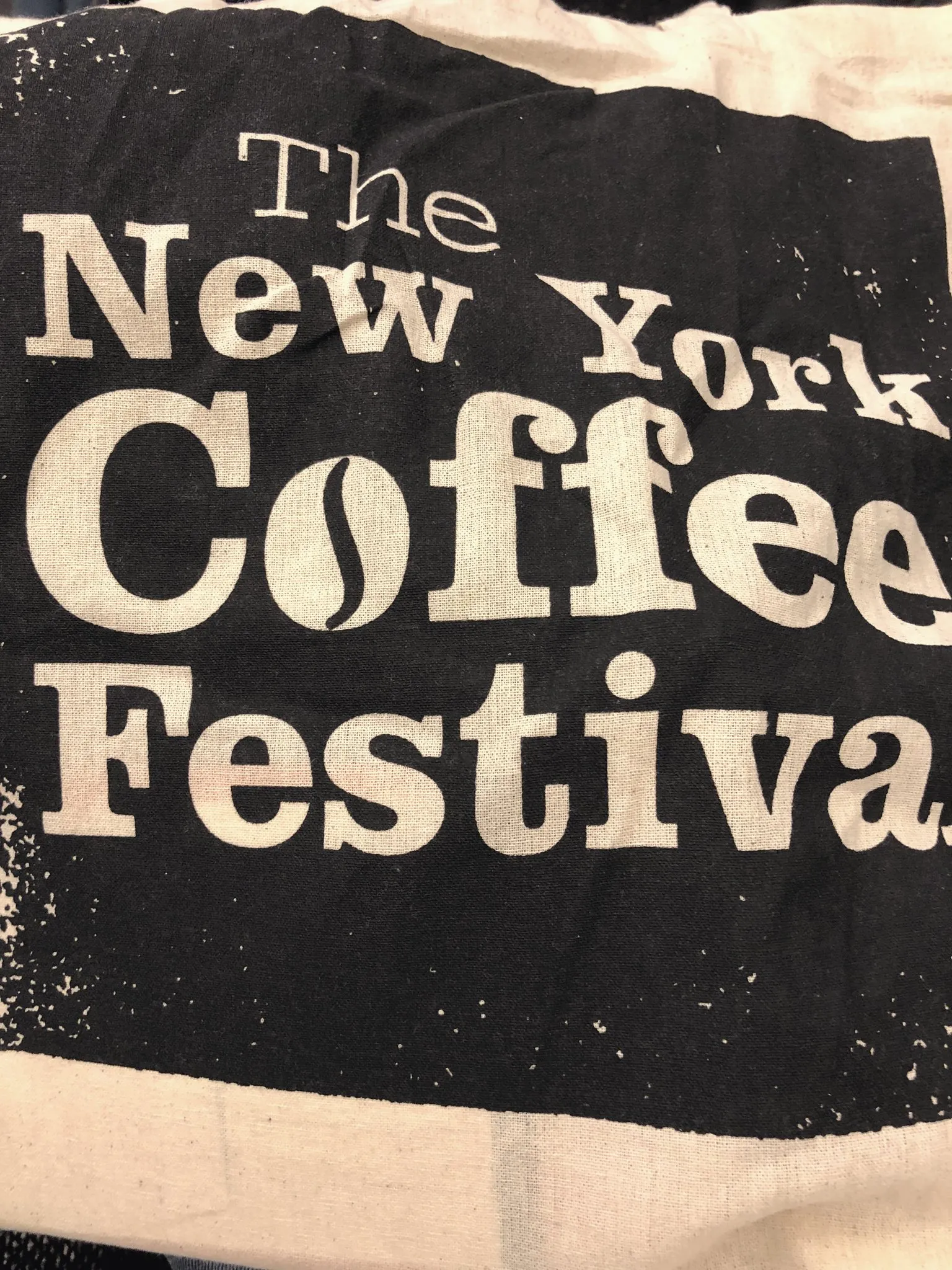A canvas tote bag from a New York coffee festival